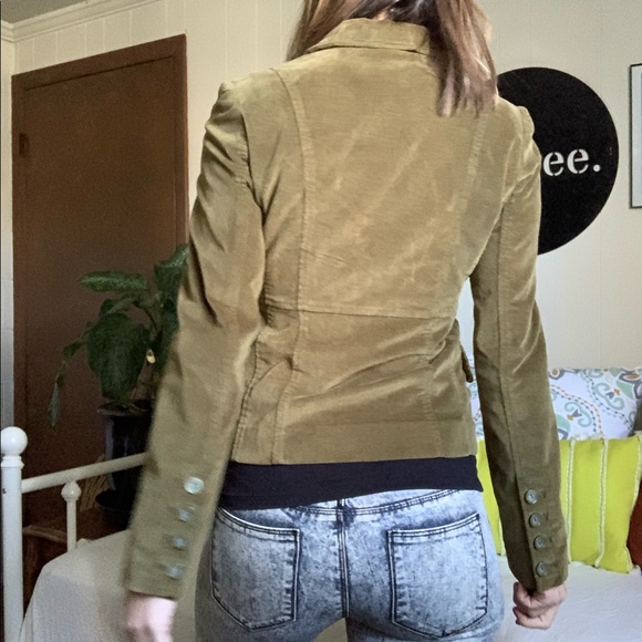 Olive green velvet FOSSIL blazer coat - Picture 12 of 16